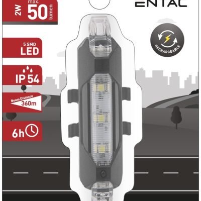 Entac Φώς Ποδηλάτου Πλαστικός 2W Άσπρο (15.007.0140)