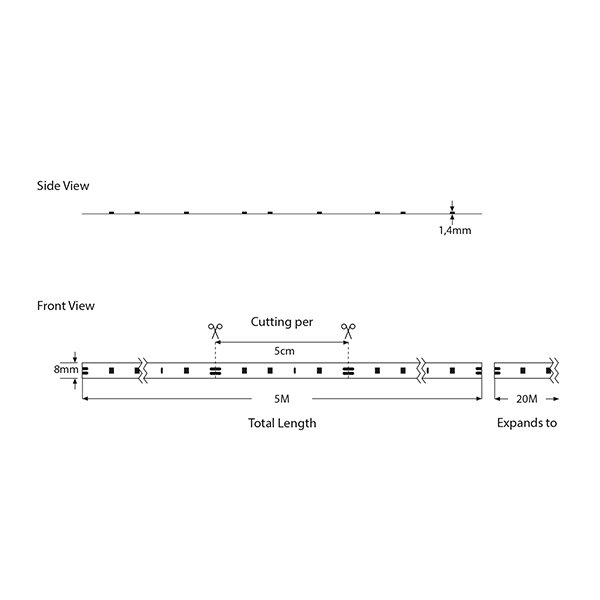 ΤΑΙΝΙΑ LED FLEXIBLE 5M 10W 24V 6500K IP20 PRO (145-70235) - Image 2