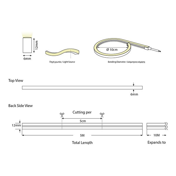 NEON LIGHT LED 5M 8W 24V ΚΙΤΡΙΝΟ IP44 PRO (145-73007) - Image 2
