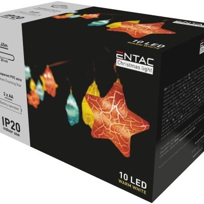 Entac Χριστουγεννιάτικα Εσωτερικά 10 LED Ραγισμένα Αστέρια Θερμό 1,65μ (2xAA Δεν περιλαμβ.) (15.004.0022)