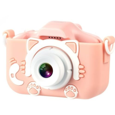XO XJ01 Παιδική Κάμερα Διπλού Φακού με Κάλυμμα Σιλικόνης (Ροζ) (16.001.0130)