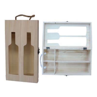 Αλουστράριστο ξύλινο κουτί για 2 φιάλες κρασί [20601232]