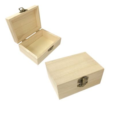 Ξύλινο αλουστράριστο κουτί με μεταλλικό κλείστρο [20601236]