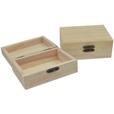 Ξύλινο αλουστράριστο κουτί 20cm με μεταλλικό κλείστρο [20601238]