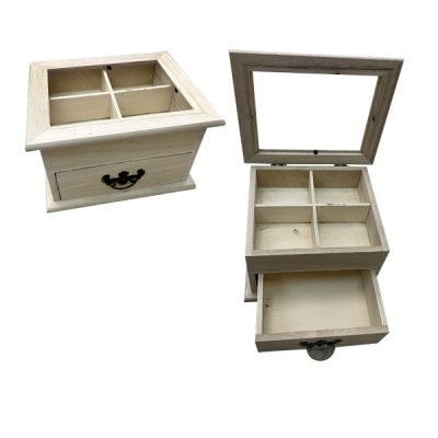 Ξύλινη αλουστράριστη μπιζουτιέρια 9,5cm [20601357]