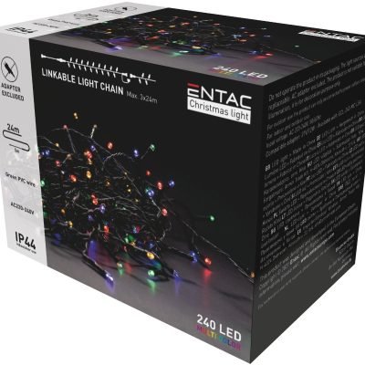 Entac Χριστουγεννιάτικα Λαμπάκια Επέκταση IP44 240 LED Πολύχρωμα 24m (Χωρίς Τροφοδοτικό) (15.004.0041)