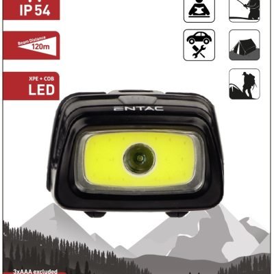 Entac Φακός Κεφαλής 5+3W Μαύρο (3xAAA Δεν περιλαμβ.) (15.007.0112)