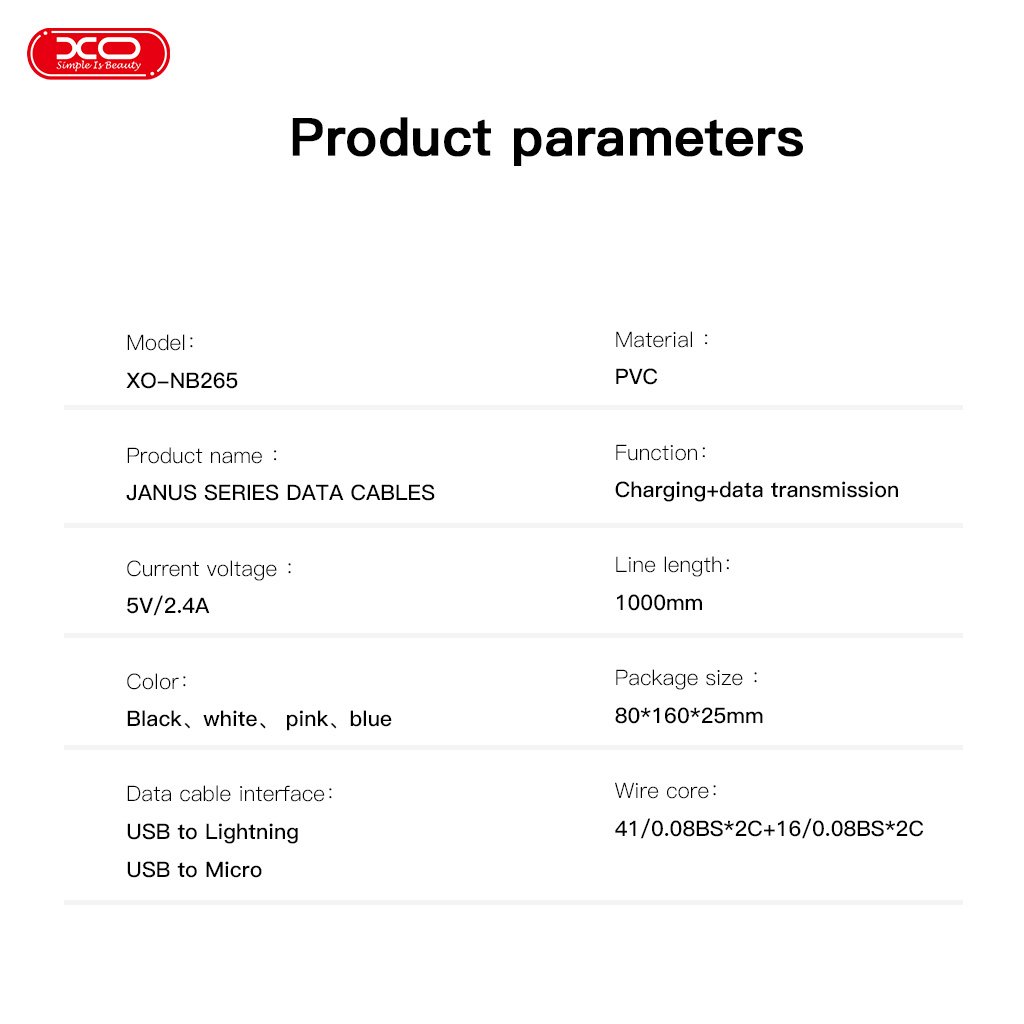 XO NB265 Μινιμαλιστικό Καλώδιο Lightning Λευκό (16.005.0318) - Image 3