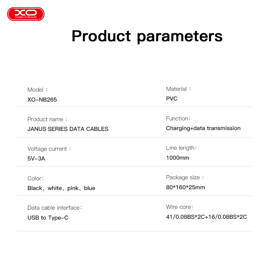 XO NB265 Μινιμαλιστικό Καλώδιο Type-C Μπλε (16.005.0328) - Image 3