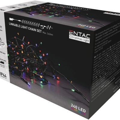 Entac Χριστουγεννιάτικα Λαμπάκια Επέκτεινόμενα IP44 240 LED Πολύχρωμα 24m (Με Τροφοδοτικό) (15.004.0038)