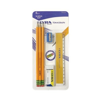 Σετ 3 μολύβια με ξύστρα γόμα και χάρακα [30101344]