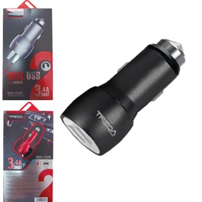 Treqa Φορτιστής Αυτοκινήτου  CS-205 3.4A με Θύρες: 2xusb με καλώδιο Type-C [30601318]
