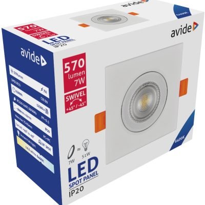 Avide LED Χωνευτό Σπότ 38° Τετράγωνο 7W Ψυχρό 6400K (15.001.0606)