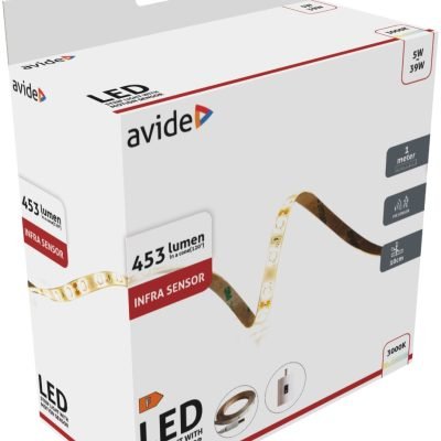 Avide LED Ταινία Blister με Αισθητήρα Υπερύθρων 12V 1m 5W 3000K (15.001.1961)