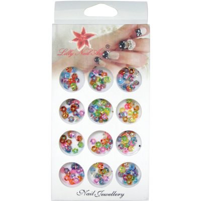 Κασετίνα με διακοσμητικά στρασάκια νυχιών πολύχρωμες μαργαρίτες [40502130]