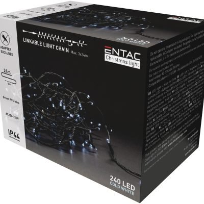 Entac Χριστουγεννιάτικα Λαμπάκια Επέκταση IP44 240 LED Ψυχρό 24m (Χωρίς Τροφοδοτικό) (15.004.0040)