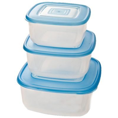 Σετ 3 πλαστικά τετράγωνα φαγητοδοχεία 750ml, 1,2lt & 2lt [70101700]