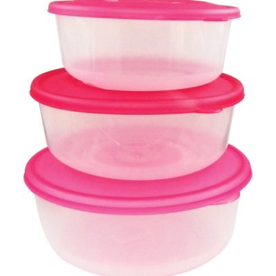 Σετ 3 πλαστικά στρογγυλά φαγητοδοχεία 400ml, 900ml & 1,8lt [70101701]