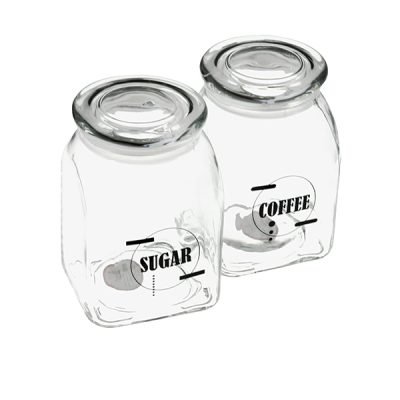 Βαζάκι γυάλινο με σχέδιο για καφέ – ζάχαρη 900ml [70701367]