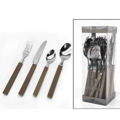 Σετ 24 ανοξείδωτα μαχαιροπήρουνα με γκρι λαβή [77576615]