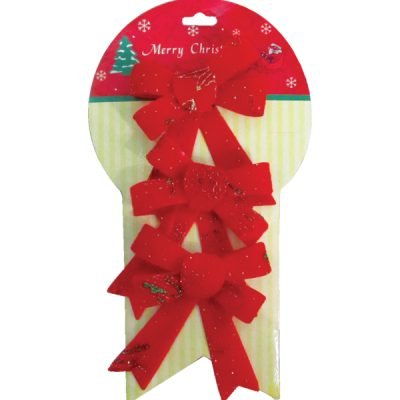 Σετ 3 Χριστουγεννιάτικοι διακοσμητικοί φιόγκοι 14cm [00001110]