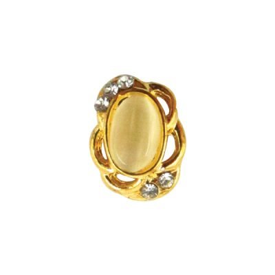 Μεταλλικό διακοσμητικό νυχιών χρυσό οβαλ με στρας [40502057-D07]