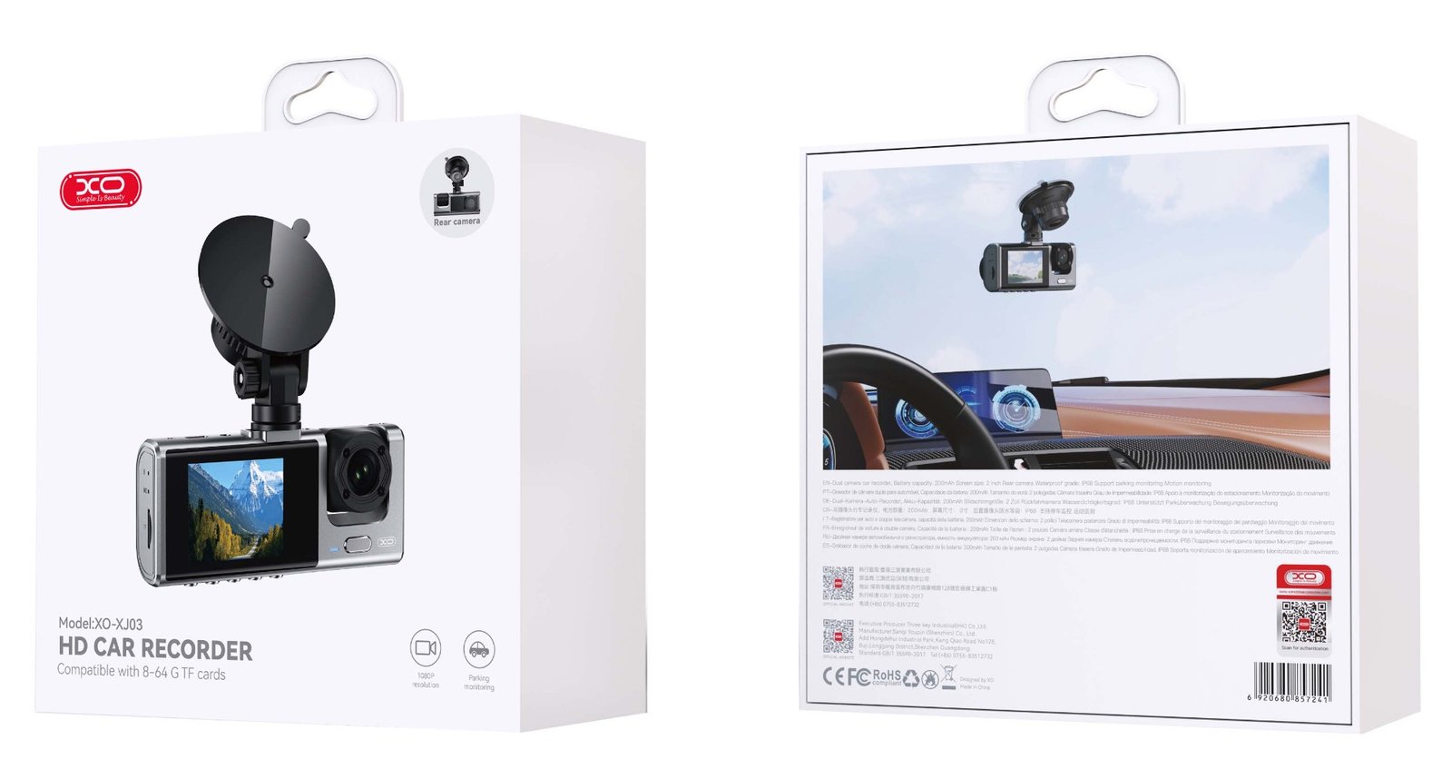 XO XJ03 Εμπρός και πίσω διπλή βιντεοκάμερα 1080 HD (16.001.0146) - Image 8