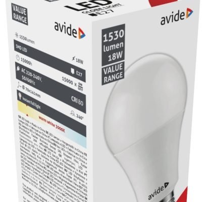 Avide LED Κοινή 18W E27  Θερμό 3000K Value (15.001.0329)