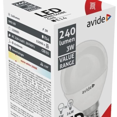 Avide LED Σφαιρική 3W E14 Θερμό 3000K Value (15.001.1014)