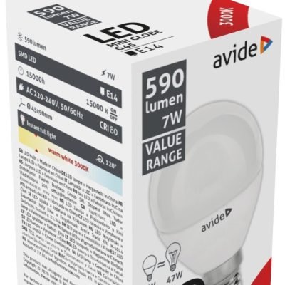 Avide LED Σφαιρική 7W E14 Θερμό 3000K Value (15.001.0332)