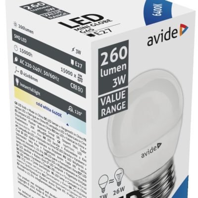 Avide LED Σφαιρική 3W E27 Ψυχρό 6400K Value (15.001.1015)