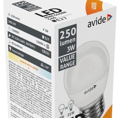 Avide LED Σφαιρική 3W E27 Λευκό 4000K Value (15.001.1017)