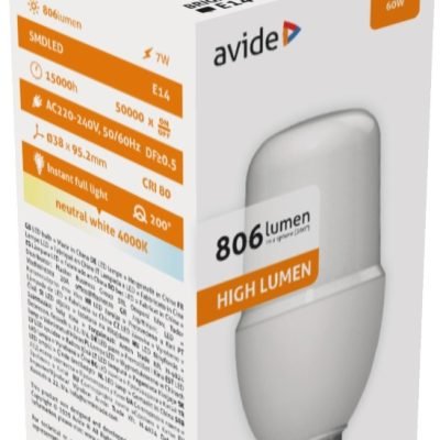 Avide LED Bright Stick Bulb T37 7W E14 Λευκό 4000K (15.001.1689)