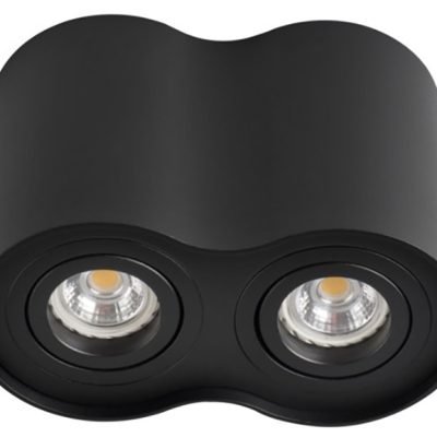 Avide Φωτιστικό Οροφής GU10 Spot Light Στρογγυλό Μαύρο Περιστρεφόμενο Διπλό (15.001.1981)