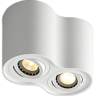 Avide Φωτιστικό Οροφής GU10 Spot Light Στρογγυλό Λευκό Περιστρεφόμενο Διπλό (15.001.1975)