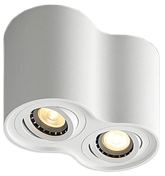 Avide Φωτιστικό Οροφής GU10 Spot Light Στρογγυλό Λευκό Περιστρεφόμενο Διπλό (15.001.1975)