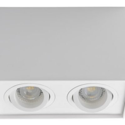 Avide Φωτιστικό Οροφής GU10 Spot Light Τετράγωνο Λευκό Περιστρεφόμενο Διπλό (15.001.1983)