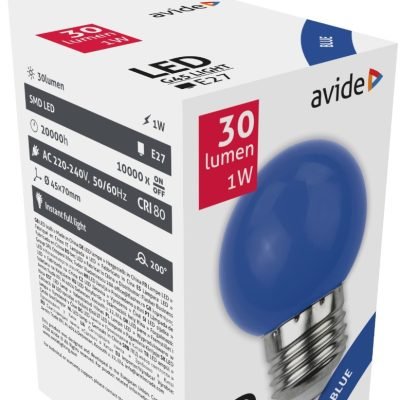 Avide LED Διακοσμητική Λάμπα G45 1W E27 Μπλέ (15.001.0171)