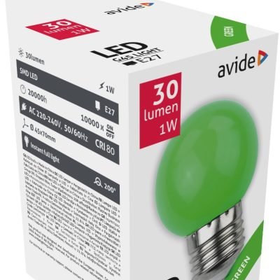 Avide LED Διακοσμητική Λάμπα G45 1W E27 Πράσινο (15.001.0172)