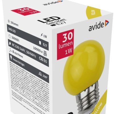 Avide LED Διακοσμητική Λάμπα G45 1W E27 Κίτρινο (15.001.0175)
