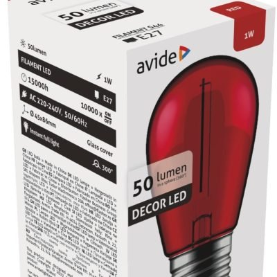 Avide LED Διακοσμητική Λάμπα Filament 1W E27 Κόκκινο (15.001.1701)