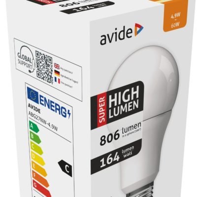 Avide LED Κοινή A60 4.9W E27 Λευκό 4000K Super Υψηλής Φωτεινότητας (15.001.0933)