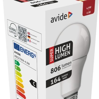 Avide LED Κοινή A60 4.9W E27 Θερμό 3000K Super Υψηλής Φωτεινότητας (15.001.0934)