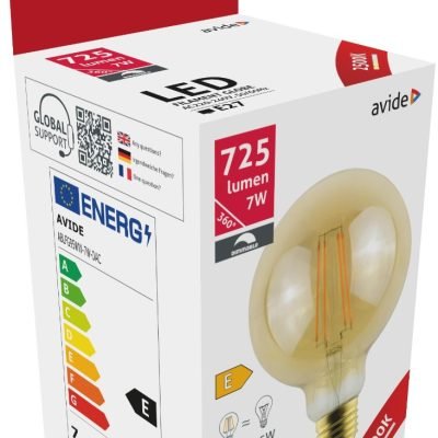 Avide LED Filament Κοινή G95 7W E27 360° Θερμό 2500K Ντιμαριζόμενο/Κεχριμπάρι (15.001.0800)