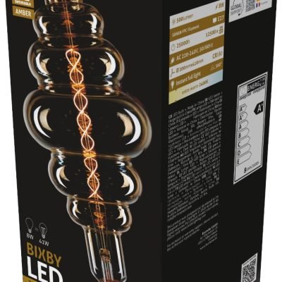 Avide LED Jumbo Bixby Κεχριμπάρι 8W E27 2400K Ντιμαριζόμενο 200x410mm (15.001.0158)