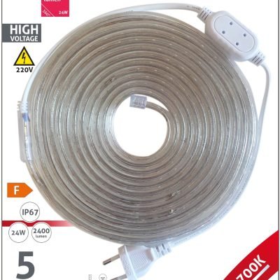 Avide LED Ταινία Blister 220V  4.8W SMD3528 60LED 2700K IP67 5m (15.001.0119)