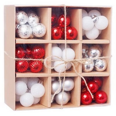 Artezan Χριστουγεννιάτικες Μπάλες 3cm Κόκκινο/Λευκό/Ασημί 99τμχ/Χαρτοκιβώτιο (15.004.0215)
