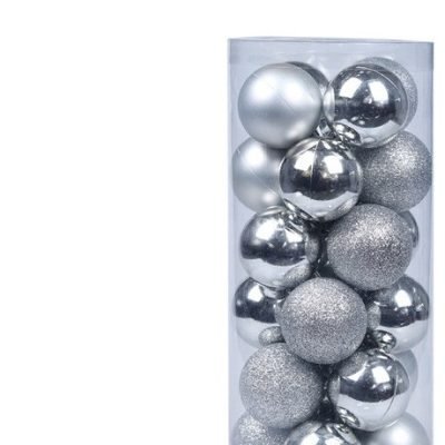 Artezan Χριστουγεννιάτικες Μπάλες 8cm Ασημί 24τμχ/κουτί (15.004.0181)