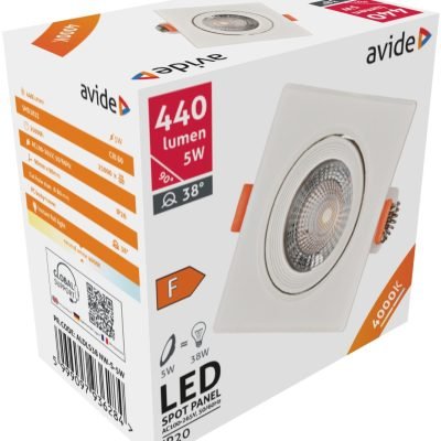 Avide LED Χωνευτό Σπότ 38° Τετράγωνο 5W Λευκό 4000K (15.001.0795)