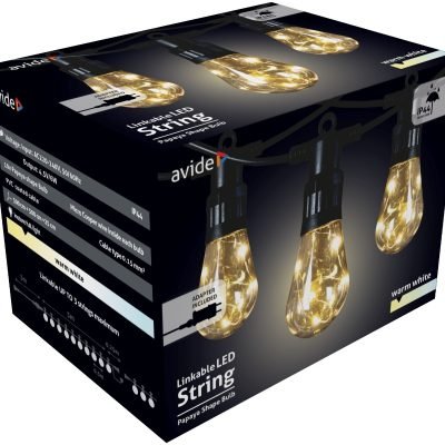 Avide Εξωτερική Γιρλάντα 5m Papaya Θερμό με Δυνατότητα Επέκτασης (15.001.1629)